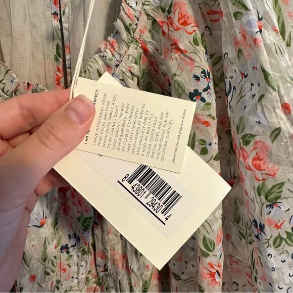 NWT THE GREAT. Floral Gray Pink Cotton Maxi Dress Large 3 - Picture 12 of 12